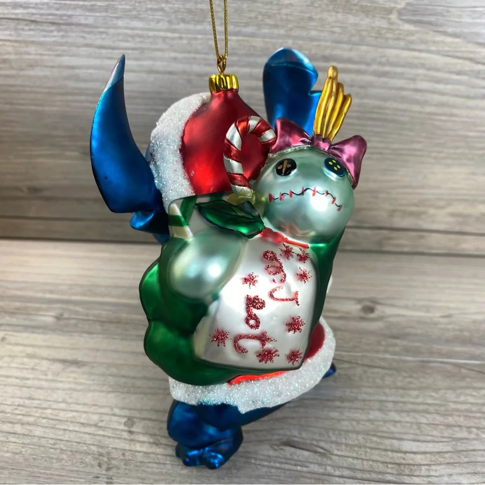 Limited Edition Walt Disney World Stitch 3D Glass Ornament Santa Claus Stitch